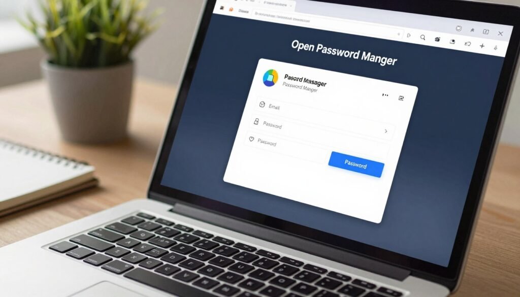 Password manager open beside an online account sign-in Password manager open beside an online account sign-in