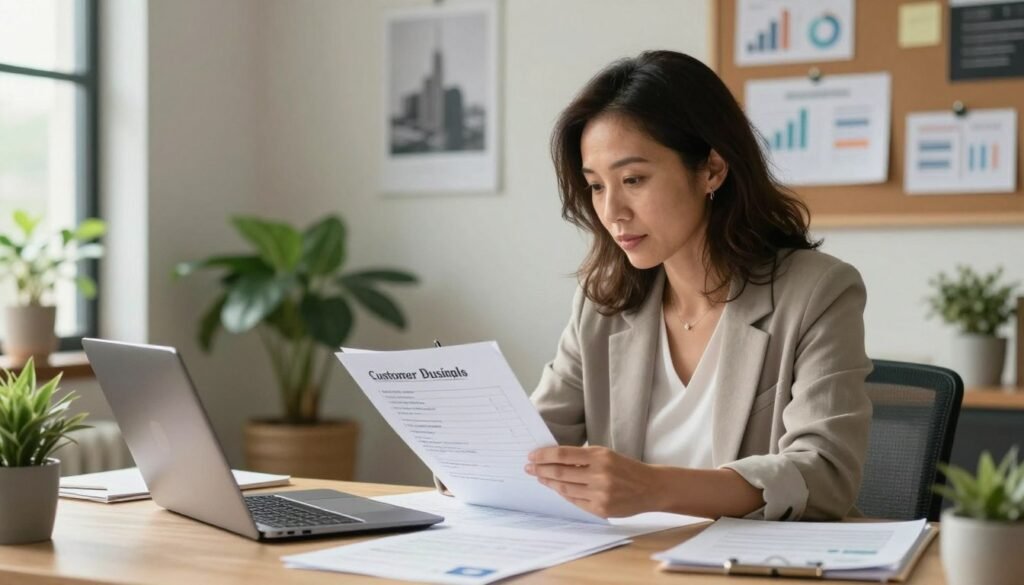 Small business owner outlines customers, service, and revenue goals Small business owner outlines customers, service, and revenue goals